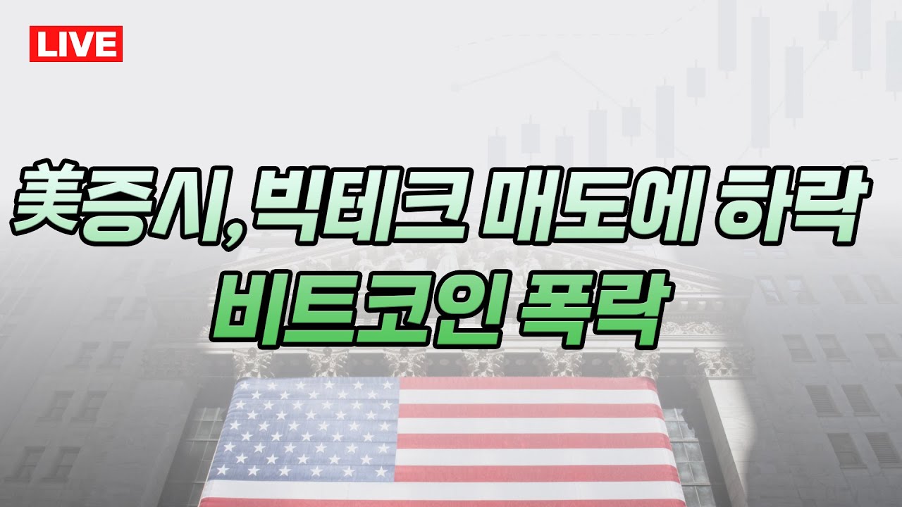 [라이브] 美증시, 빅테크 매도에 하락...은, 비트코인 폭락 #미국증시 #미국주식 #엔비디아 #삼성전자
