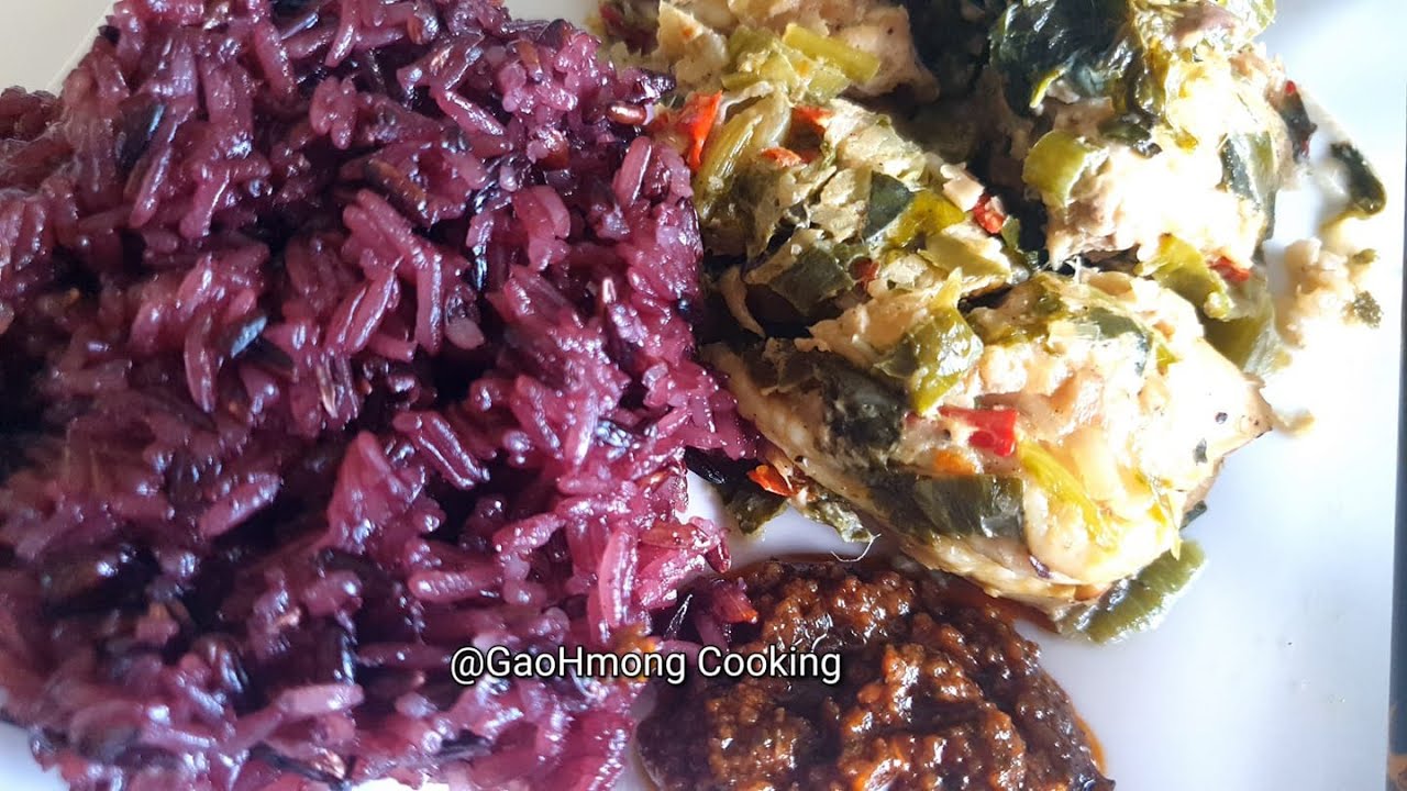 Technique pour faire un bon riz gluant violet et tendre- Qhia ua mov nplaum ntshav #gaohmongcooking