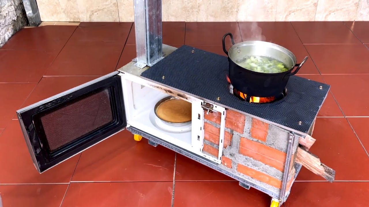 wood stove combined with baking tray #165