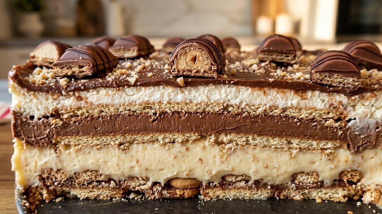 KINDER BUENO Kuchen ohne Backen 🍫🌰 #kinderbueno #rezept