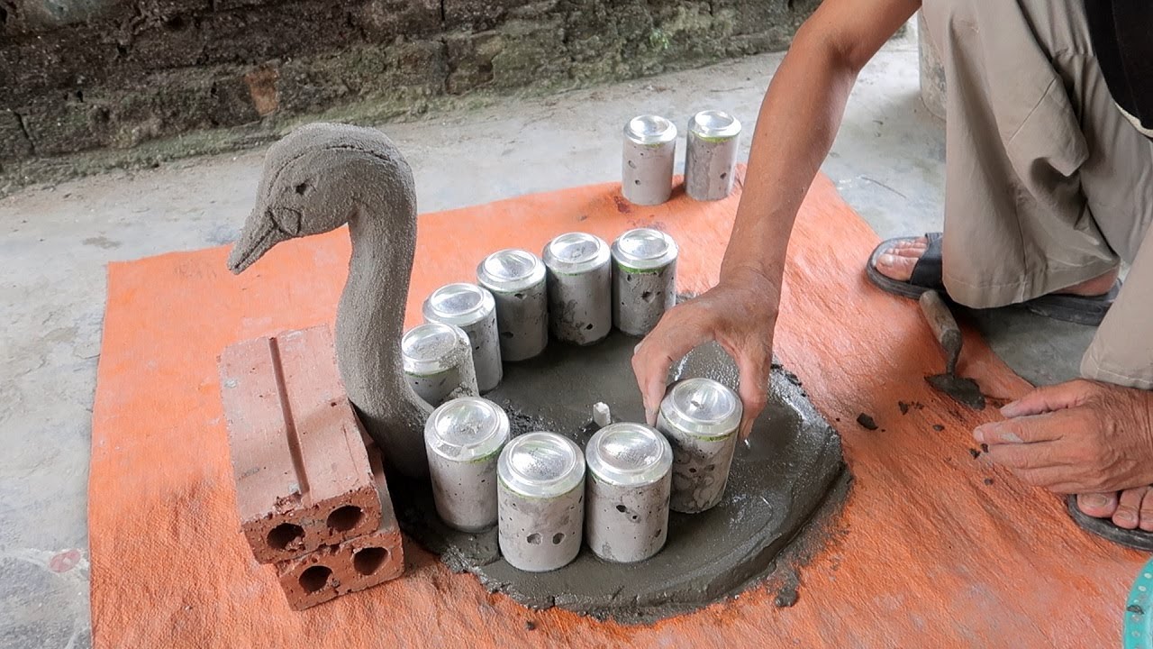 Amazing Ideas With Cement - Creative A Swan Cement Pots Using Cement Easy And Simple
