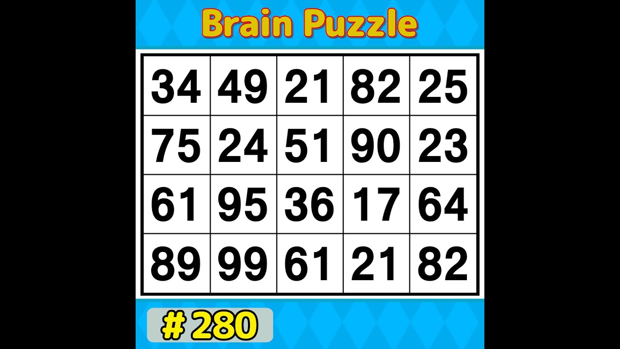 【Number Search】 Boost your concentration. 《Brain training》 #280