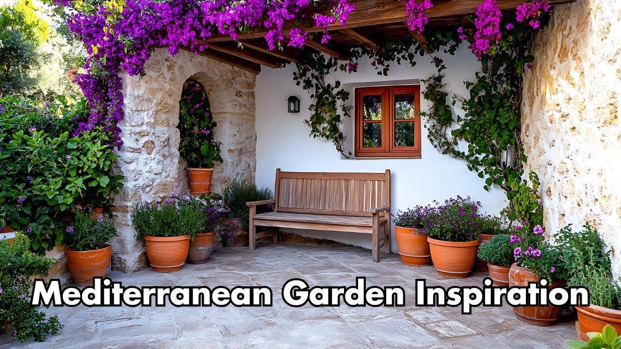Mediterranean Garden Inspiration with Natural Stone, Vibrant Bougainvillea, and Sun Kissed Beauty