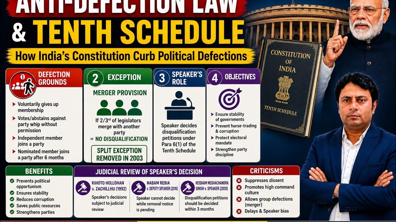 Anti Defection Law/ Tenth Schedule Explained| UPSC Polity Current Affairs By Satendra Tomar Sir