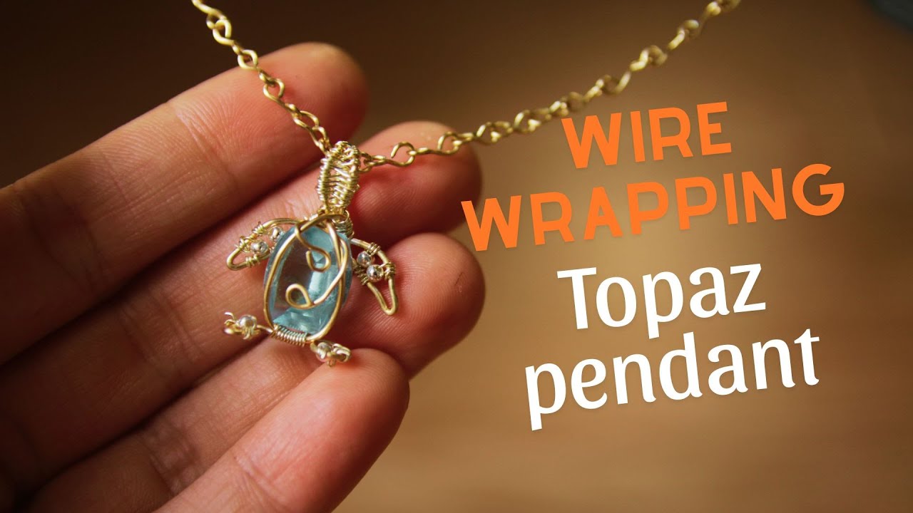 DIY Wire Wrapping Ocean inspired Pendant Tutorial 🌊 | Blue Topaz Turtle Jewelry