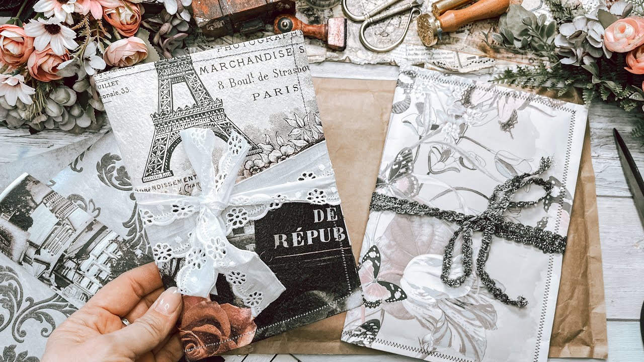 Junk Journal / deutsch / Cover aus altem Briefumschlag und Tapete / Ideen mit Junk