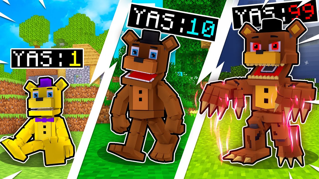 Minecraft'ta HER DAKİKA FNAF KARAKTERLERİNE DÖNÜŞÜYORUZ!!