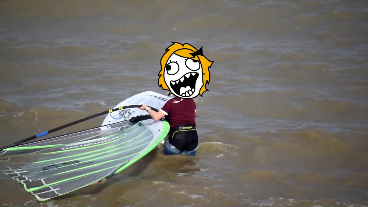 Blond girl in cold weather with no wet-suit... What can go wrong? 🙈