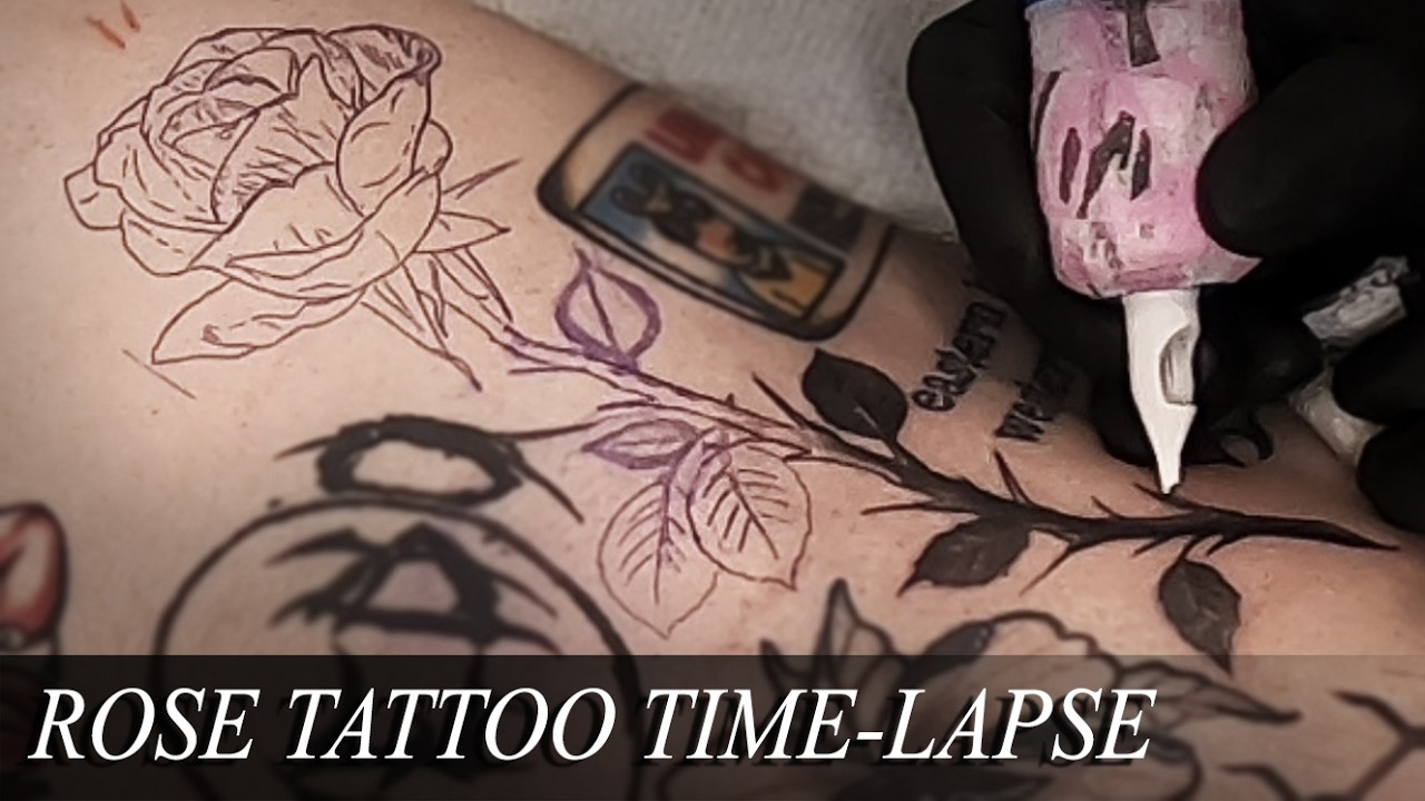 ROSE STEM TATTOO | Done With Opaque Grey And Greywash