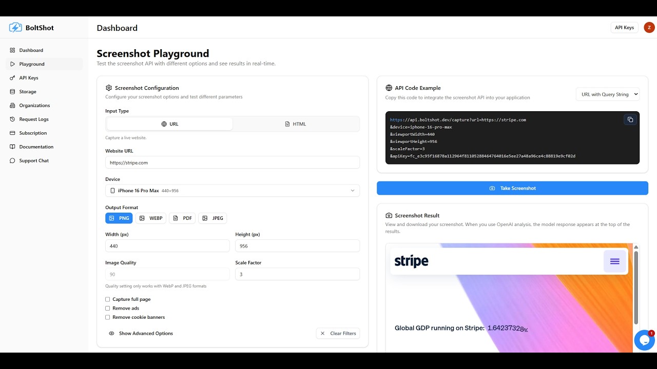 BoltShot - The screenshot api for developers