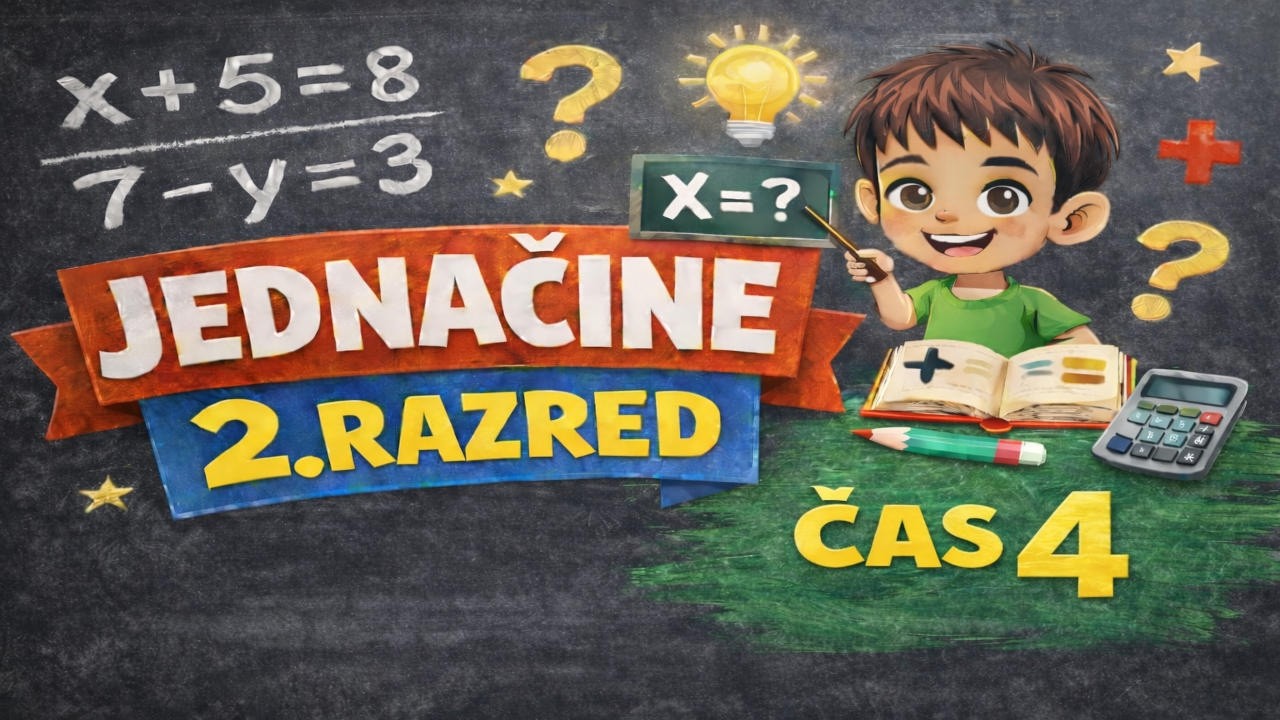 JEDNAČINE ZA 2. RAZRED - vežbanje (čas 4.) | Matematika za drugi razred osnovne škole