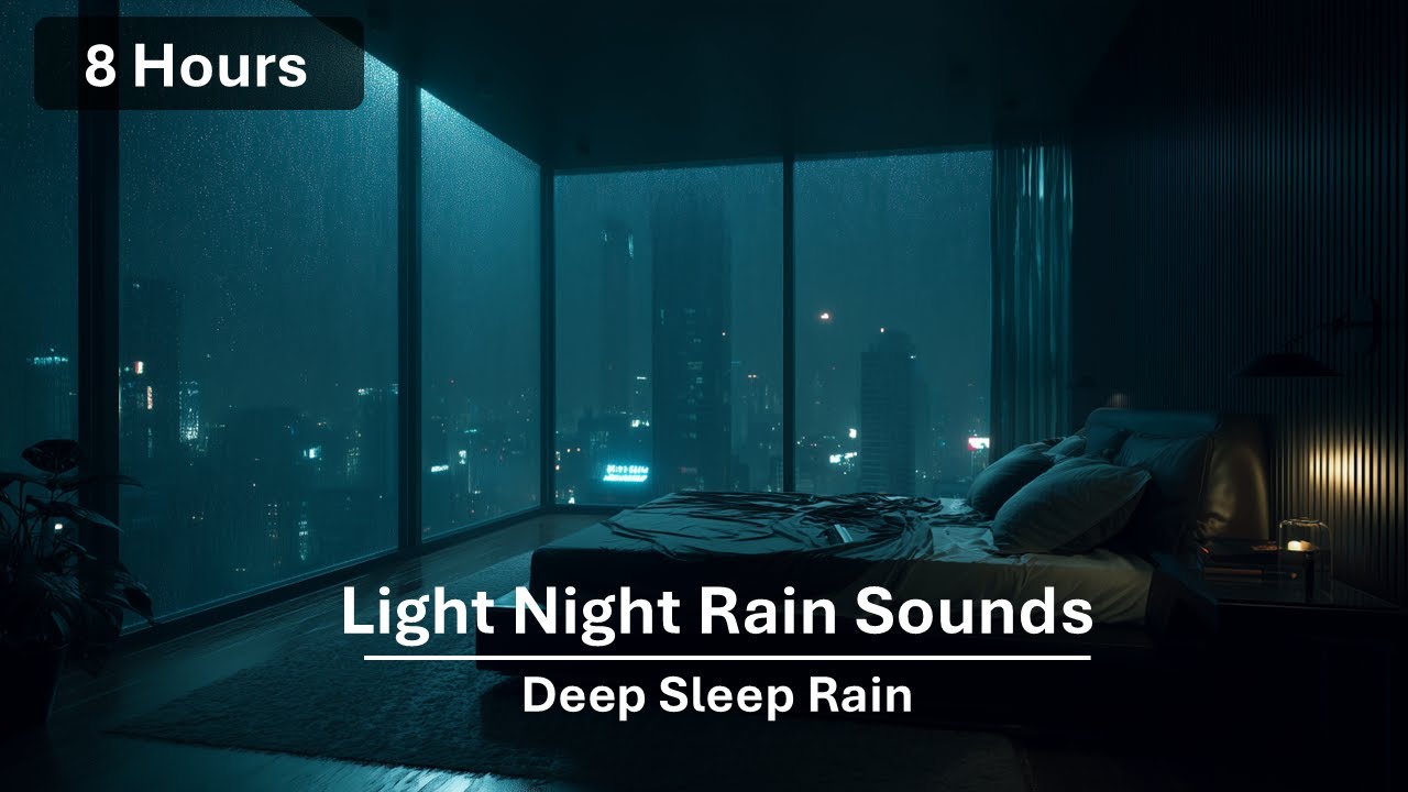 8 Hours of Light Night Rain Sounds for Deep Sleep