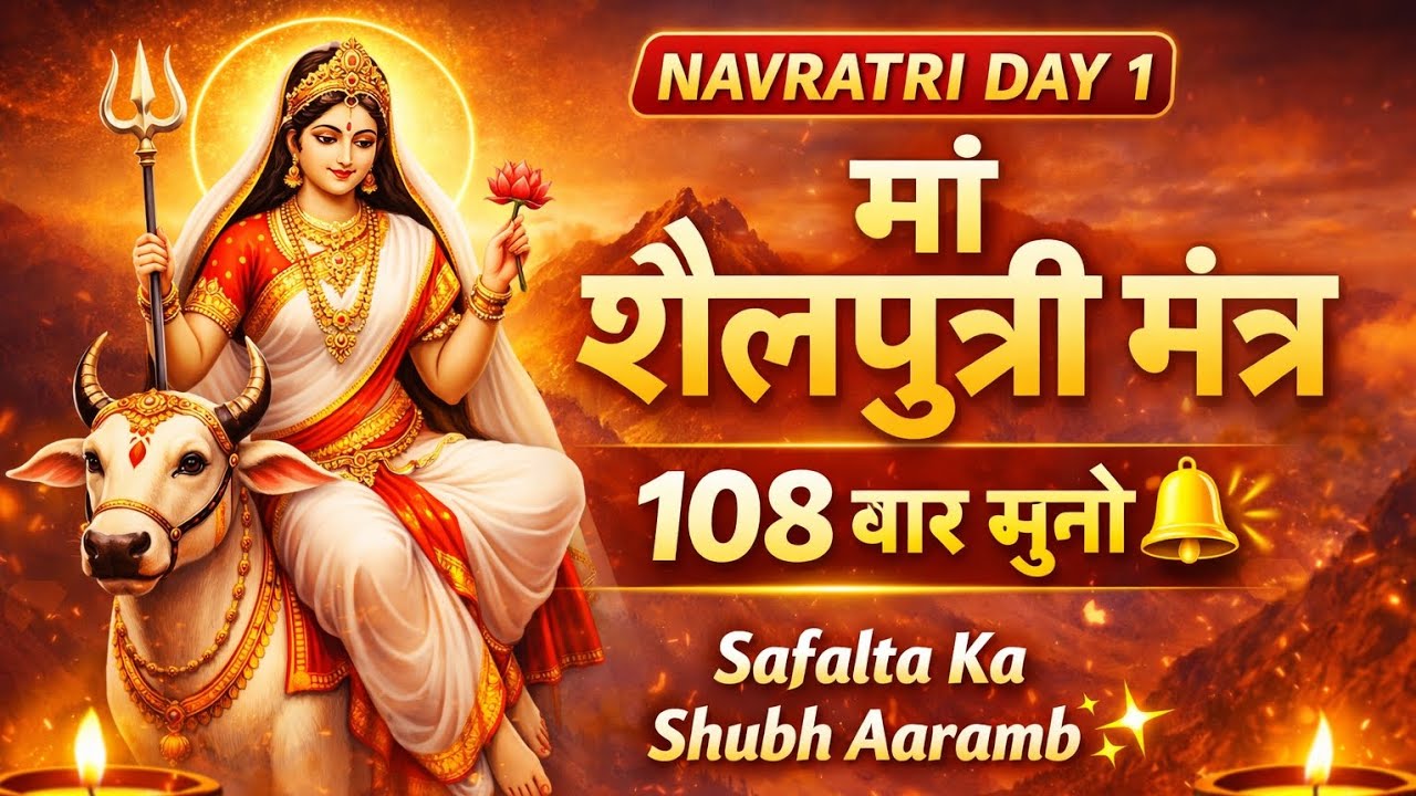 Day 1 Navratri – Maa Shailaputri Mantra 🙏 108 Times Powerful Chant | Safalta Ka Shubh Aarambh ✨