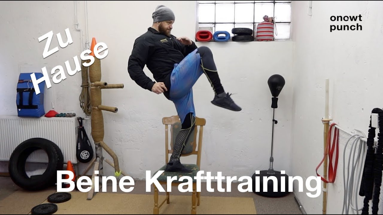 Zu Hause Krafttraining für die Beine / Du braucht eine Kiste und ein Stuhl / Zum mitmachen möglich.