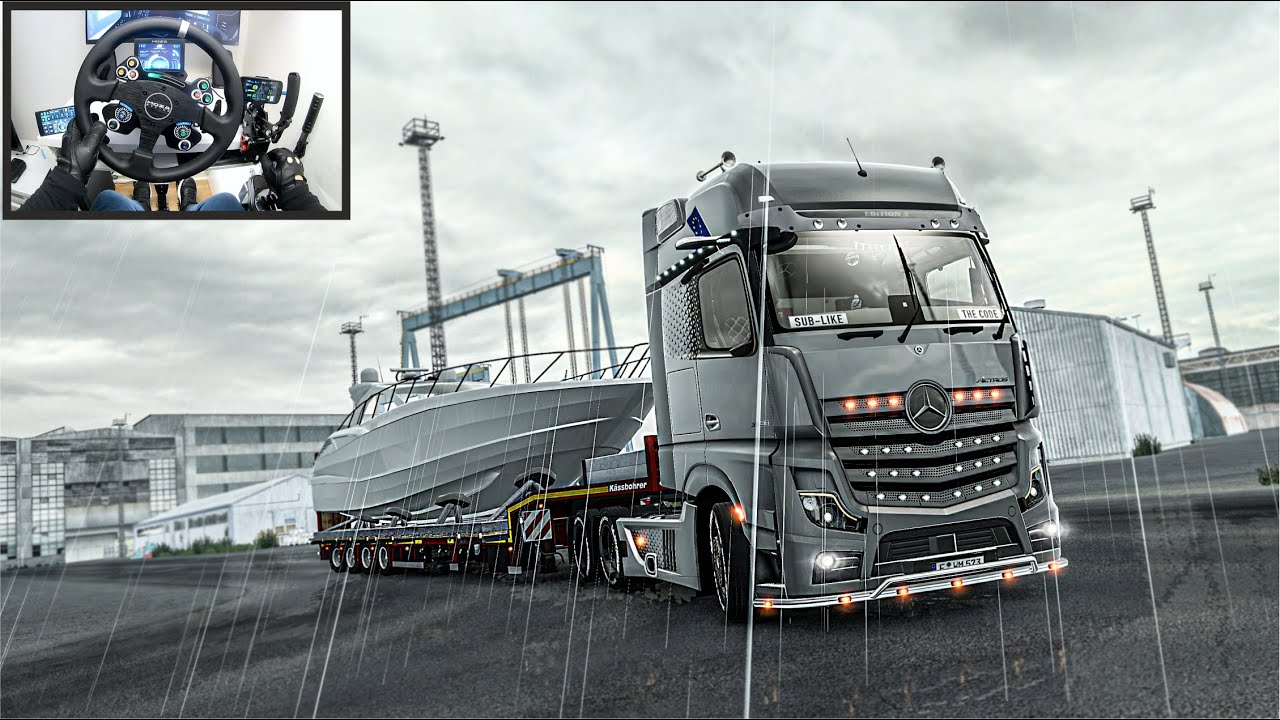 Epic Mercedes Actros vs Storm: Hauling a Luxury Yacht Across Europe! Euro Truck Simulator 2 - MozaR9