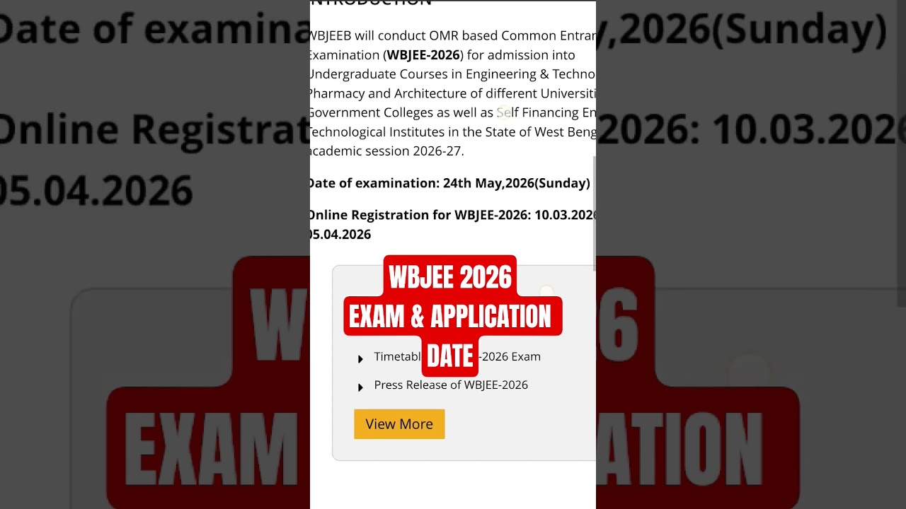 😱WBJEE 2026 Exam & Application Date Released #wbjee #wbjee2026