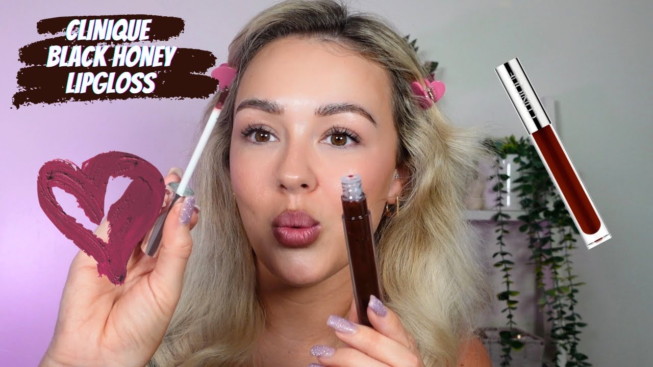 TRYING CLINIQUE BLACK HONEY LIPGLOSS (01 BLACK HONEY POP)