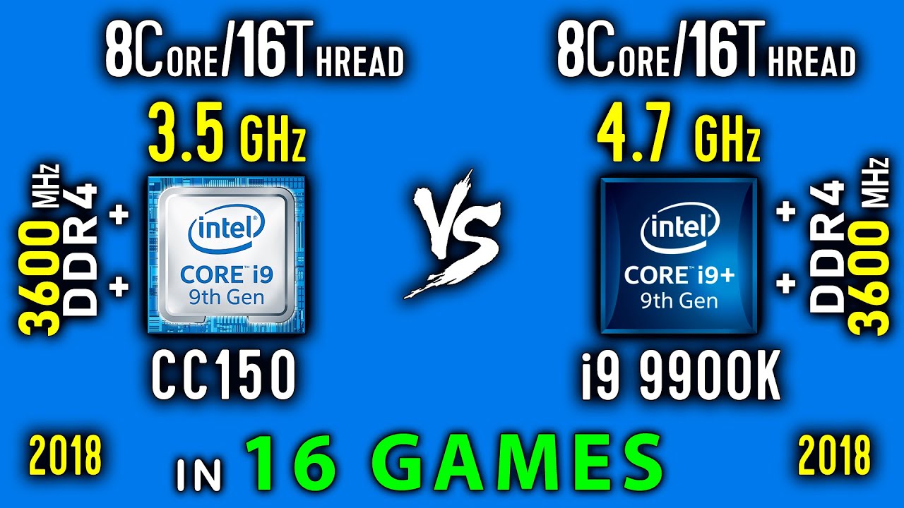 Intel CC150 vs i9 9900K stock Test in 16 Games or i9 9900 vs CC150 (analog i9 9900 - 3.5 GHz)