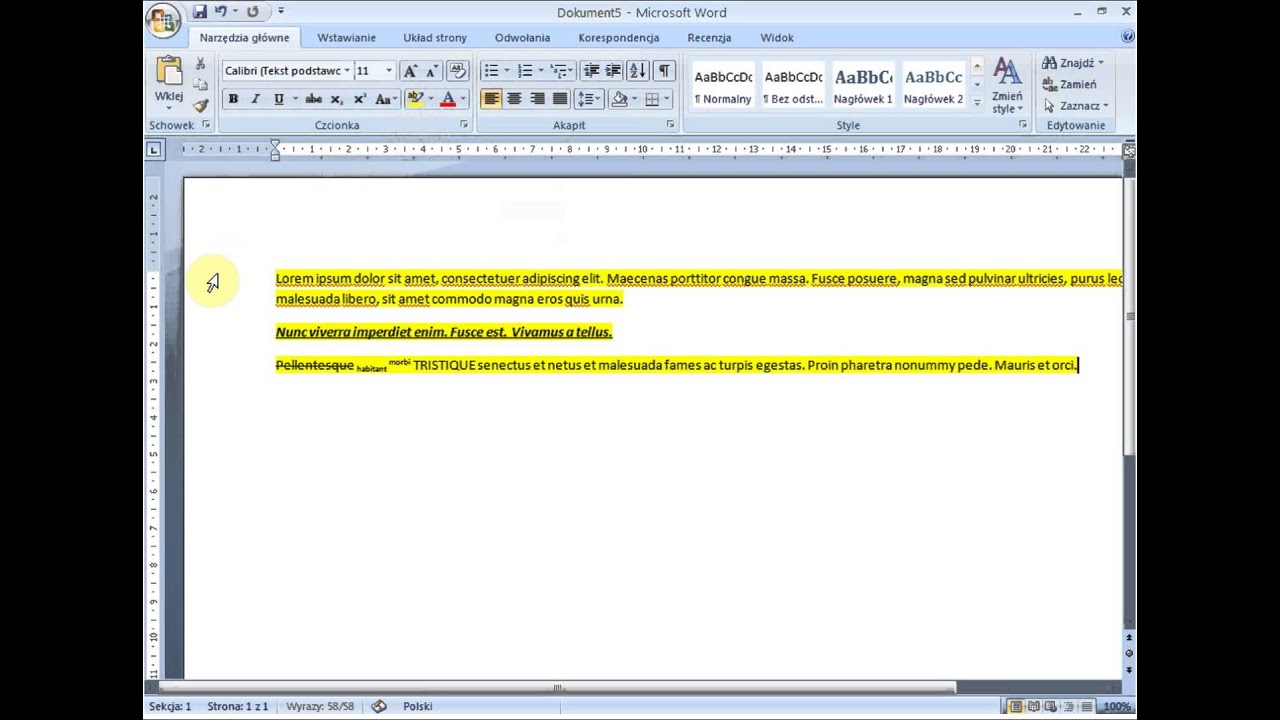 Formatowanie tekstu w Word 2007