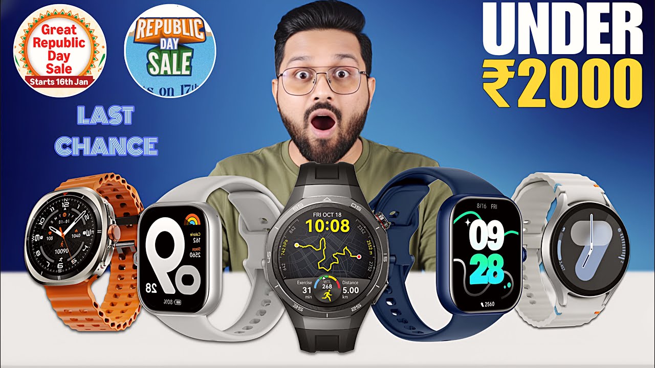 Don't Miss⚡️Top 5 Best Smartwatch Under 2000 On Flipkart/Amazon Republic Day Sale⚡️Loot Deals