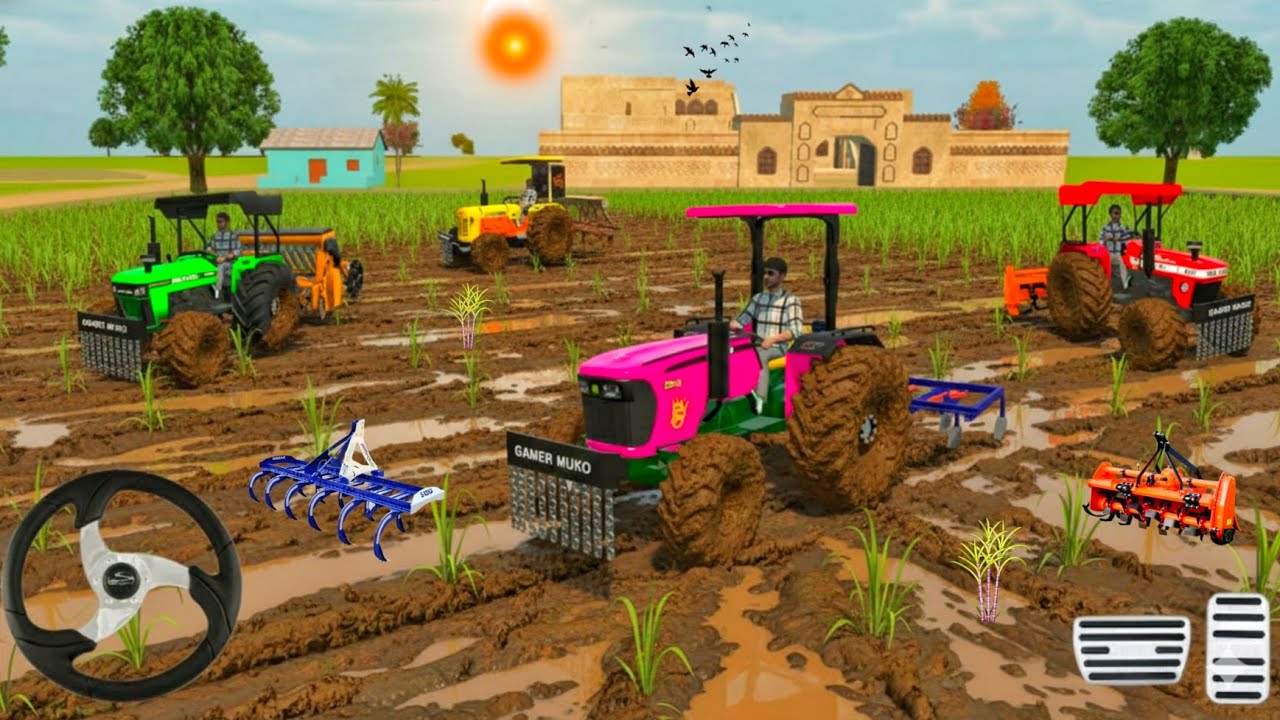Farming 🌿 , John deere 🚜 , Sonalika 🚜, Digitrac 🚜, Hindustan 🚜, Tractor cultivator rotowetor 3d gam 