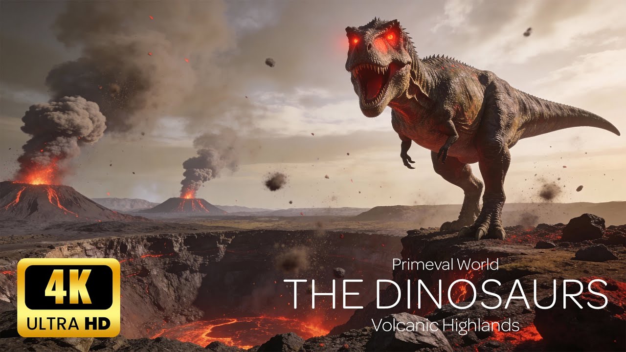 Primeval World | 66M BCE Volcanoes | Fire Peaks | Relaxing Music 4K UltraHD