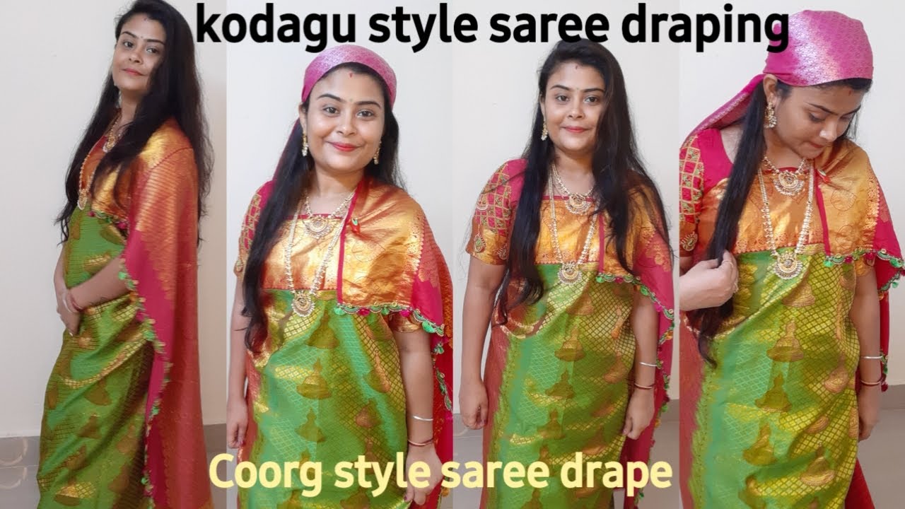 ಕೊಡಗು ಸ್ಟೈಲ್ ಎರಡನೆ ಮೆತೆಡ್ ಲೀ ||2nd method kodagu style saree,how to wear similar kodagu saree ..