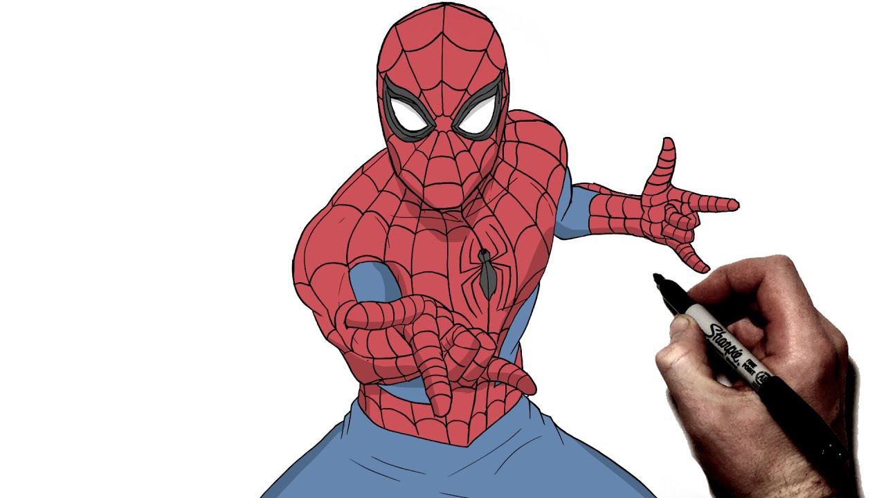 How To Draw Spider Man Pose | Step By Step | Marvel