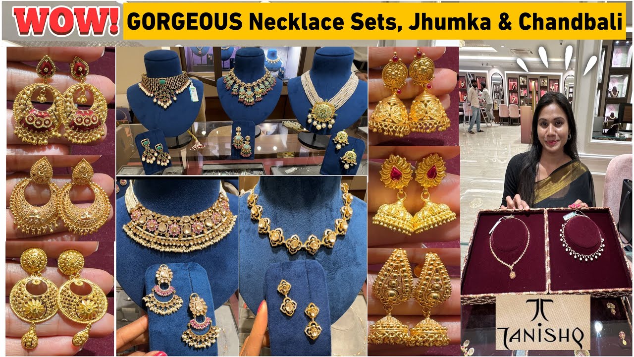 Dreamy💕🛑Tanishq GOLD Necklace Sets, Jhumka & Chandbali Designs Lightweight Gold Jhumka Gold Necklace