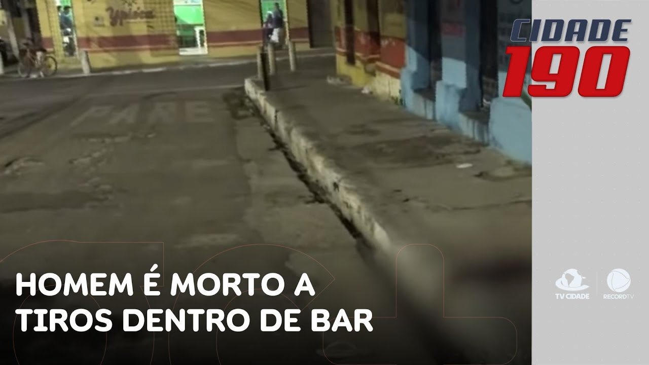 Homem &eacute; morto a tiros dentro de bar, na frente de pra&ccedil;a; moradores ficam assustados | Cidade 190