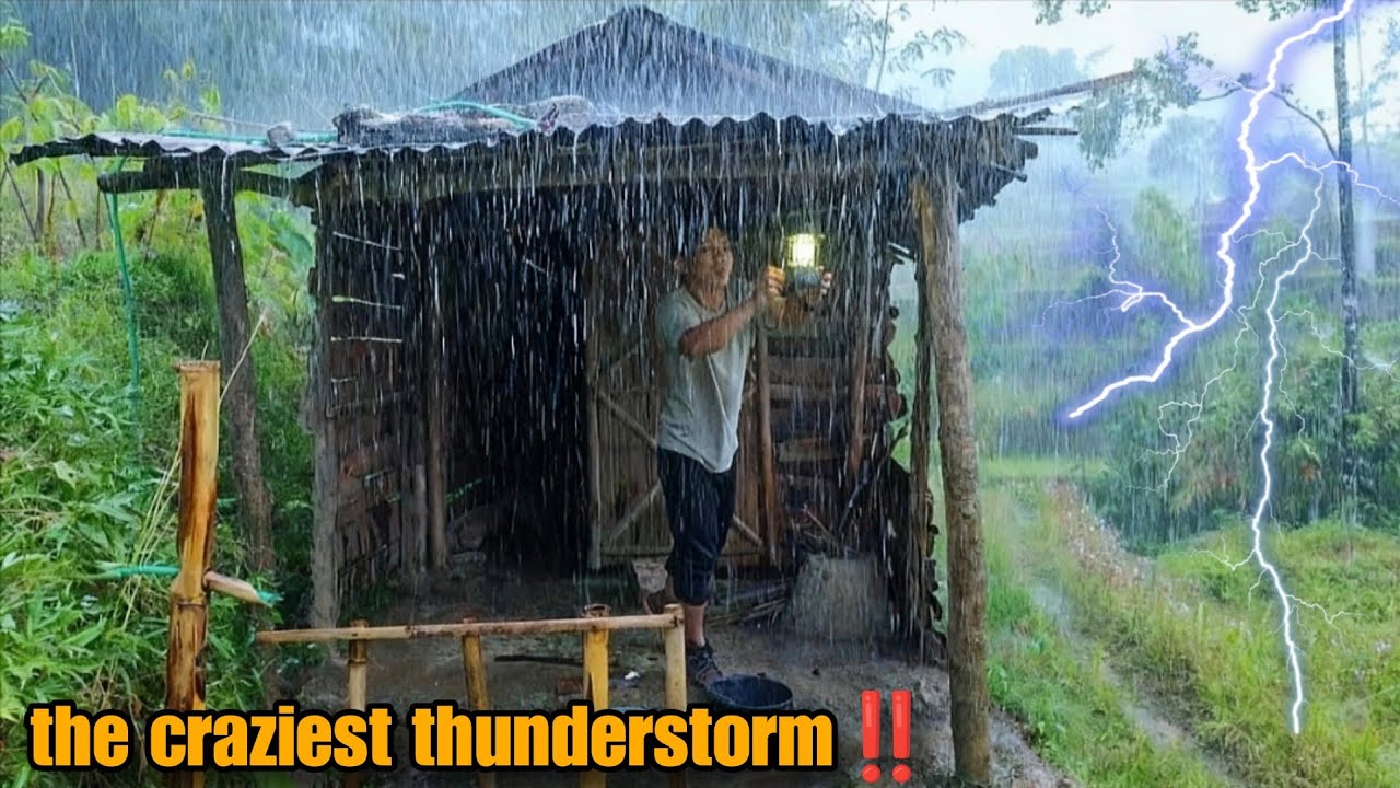 3 days of survival in the forest in heavy rain⛈️ thunderstorm