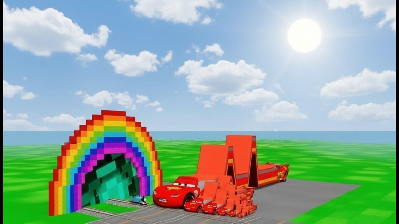 Big & Small Snack McQueen Cars Vs Thomas Train The Tank Engine Vs Portal Vs Cars_Beamng.drive
