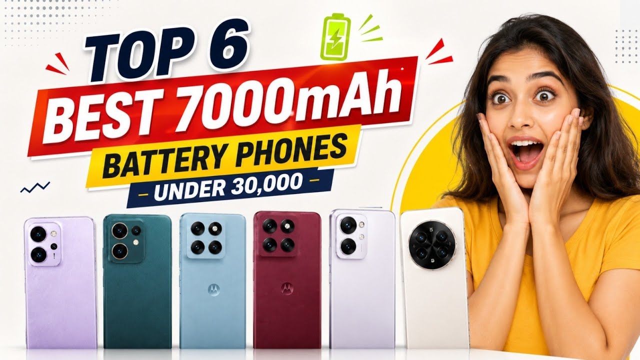 Top 6 Best 7000mAh Battery Phones Under 30000 ⚡🔥 #bivusworld #7000mahbattery #phone