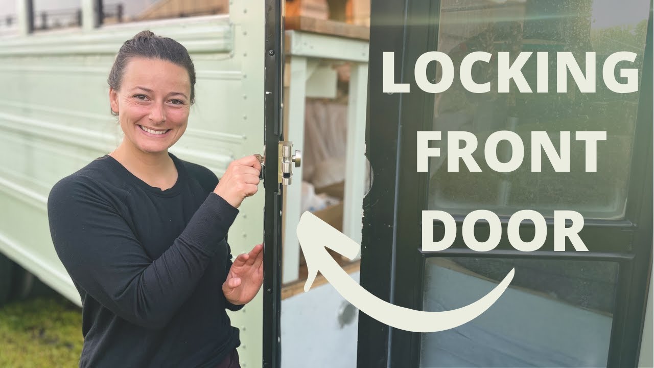 Installing a Lock on School Bus Door | Front Door Lock | Bus Build 17
