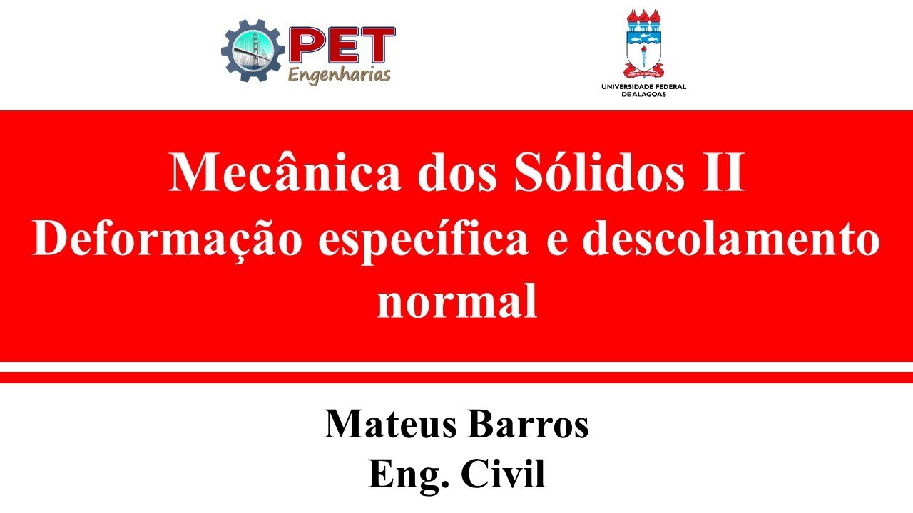 Deforma&ccedil;&atilde;o espec&iacute;fica e deslocamento normal - Mec&acirc;nica dos S&oacute;lidos II (Resist&ecirc;ncia dos Materiais)