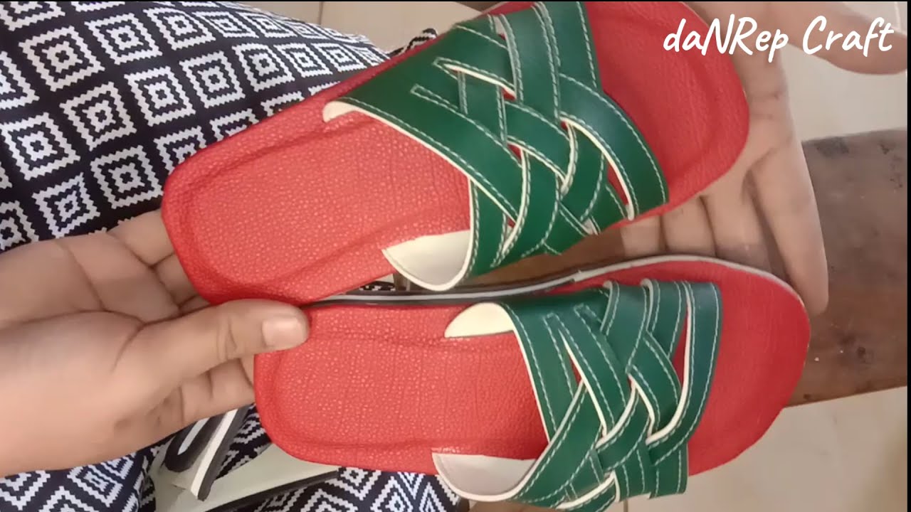SIMPLE DIY Slippers With synthetic leather ~  How to make slippers step by step