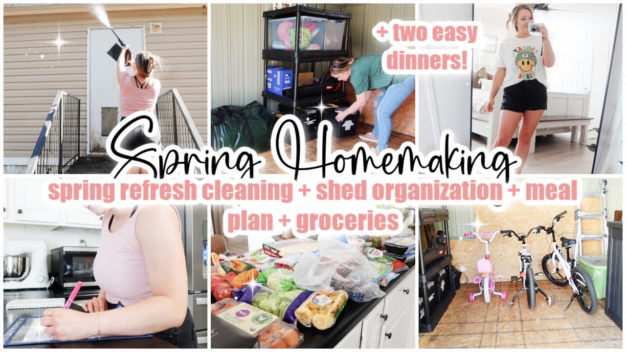 🌸☀️SPRING HOMEMAKING // outdoor refresh + cooking + cleaning + grocery haul