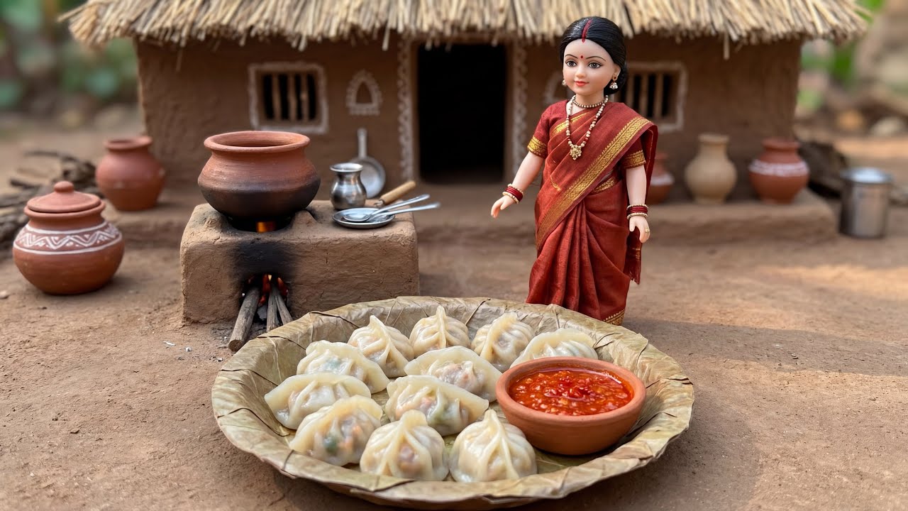 Momos Made by Doll | Miniature doll cocking video | Miniature desi video | Miniature cocking 