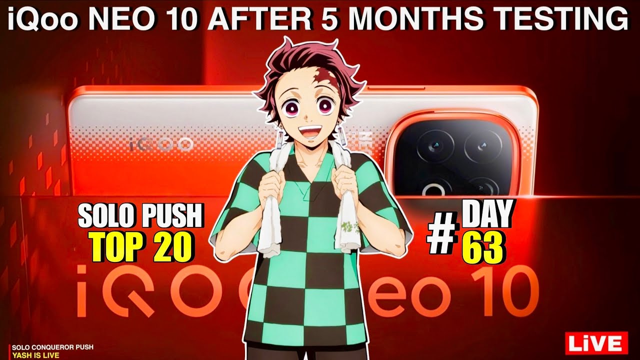 HO GAYA TOP 50 SOLO RANK PUSH DAY 63/365 DAY iQOO NEO10 Performance #yashislive #live #ytlive