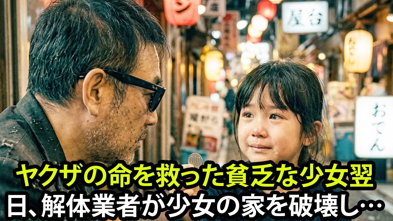 ヤクザの命を救った貧乏な少女。翌日、解体業者が少女の家を破壊して...