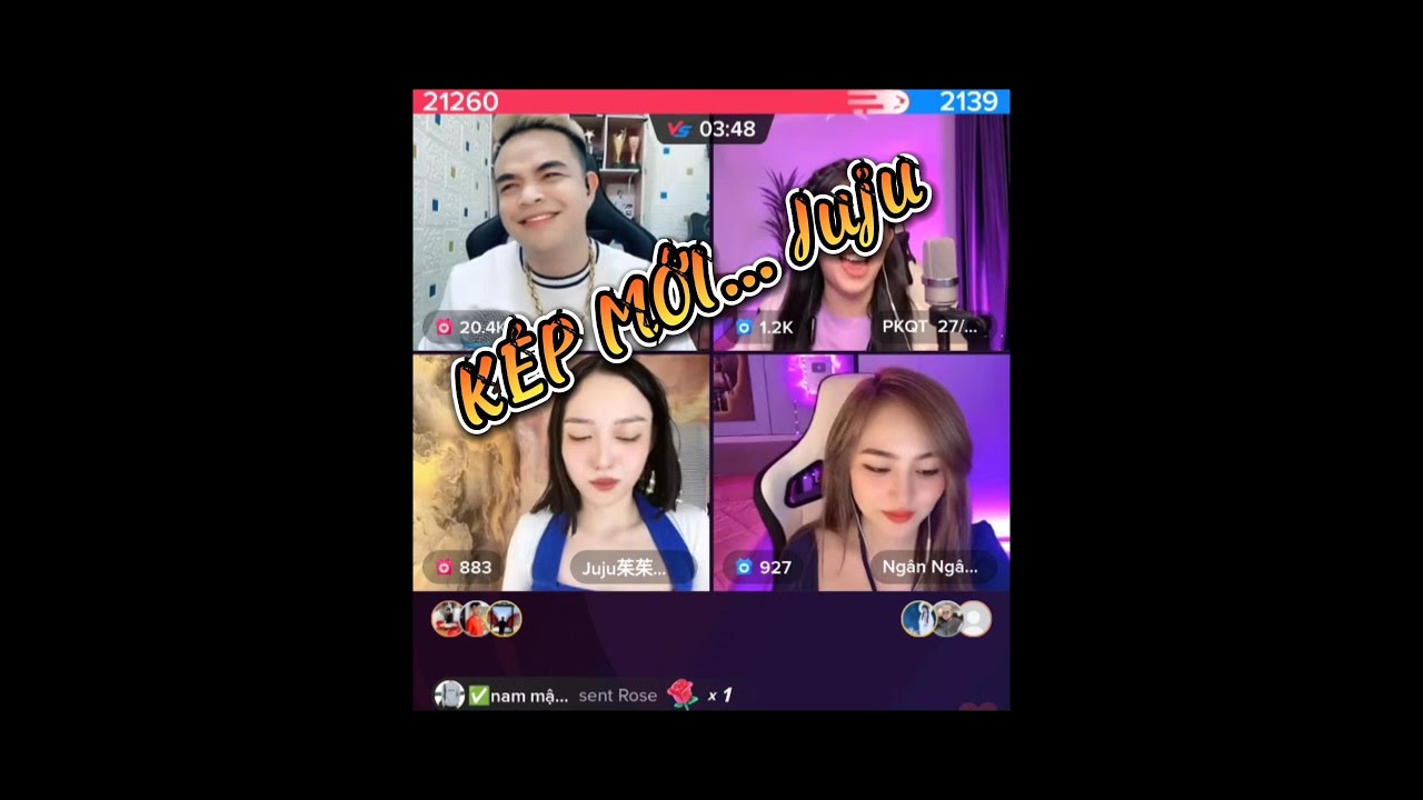 Idol Tiktok PK 2&2 Funny Cute Introduce Juju, Son Soi vs Nguyen Thu Phuong, Ngan Ngan live 27/4