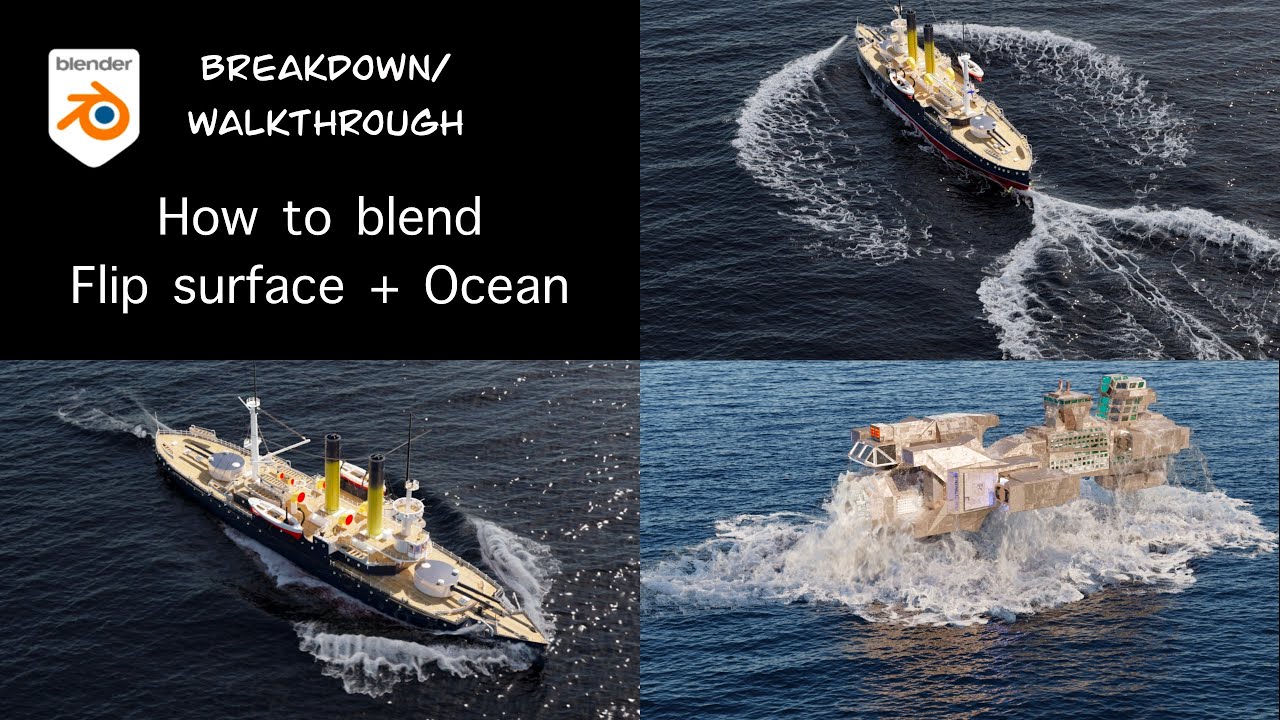 How to blend Flip simulation onto Ocean | Flip Fluids addon | Ocean Modifier || Blender