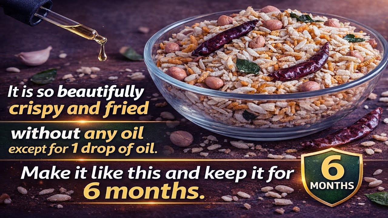 No Oil? Crispy Puffed Rice (Chire Bhaja) That Lasts 6 Months Straight! 😍🍚 (Healthy Munch!)