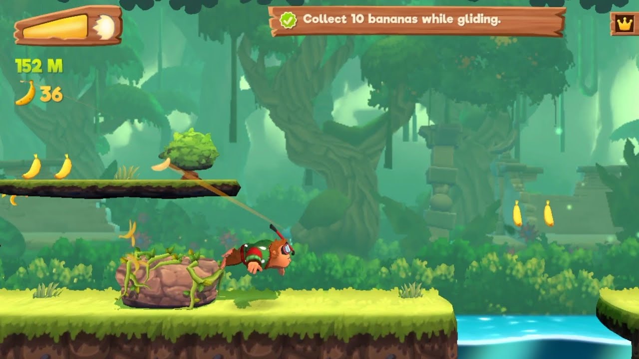 Banana Kong 2 Collect 10 bananas while gliding (In One Run)
