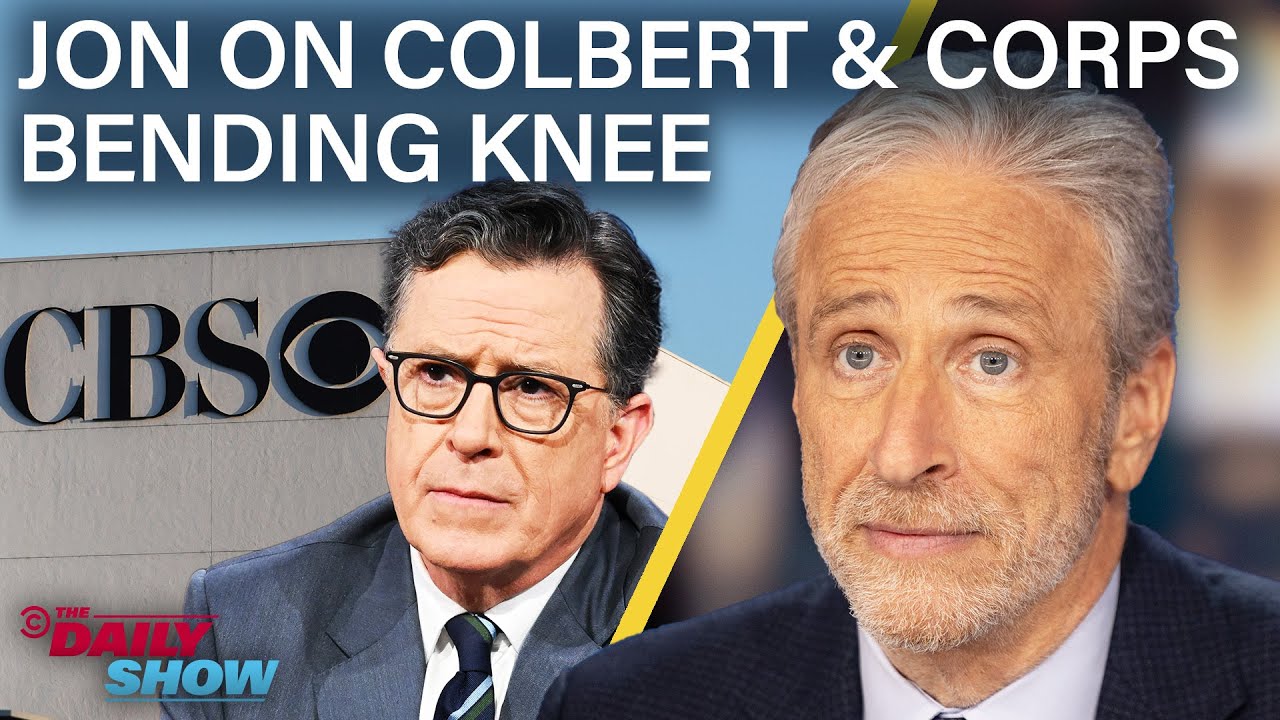 Jon Stewart Reacts to Colbert's Cancellation & Trump's 