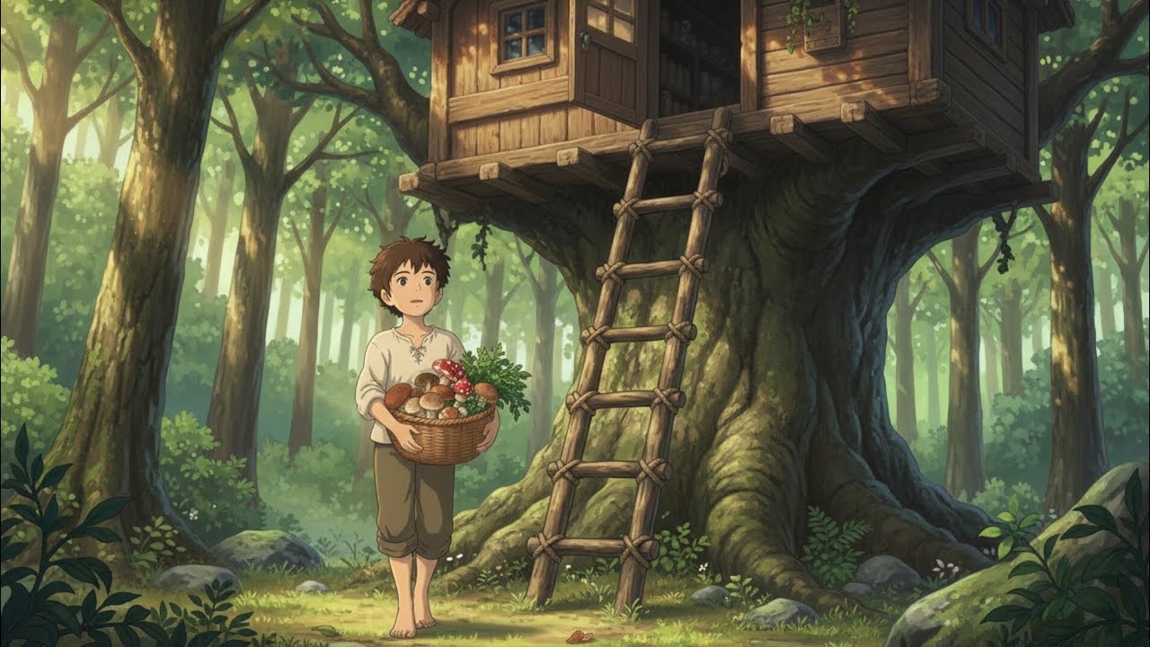  Living Alone in a Treehouse | Crafting a Glowing Resin Lamp & Mushroom Soup 🍄 Ghibli Style ASMR