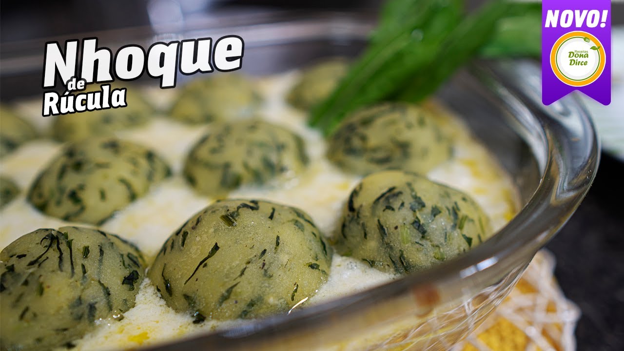 NHOQUE DE RÚCULA VOCÊ JÁ COMEU?  ainda mais ele é recheado!! 😱😱 #1122