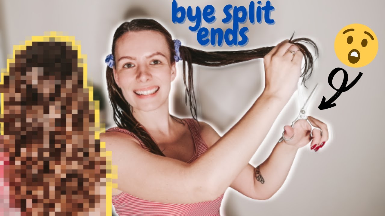 How to Give Yourself a DIY Wavy Haircut // Manesbymell pigtails cut method on long 2a - 2c wavy hair