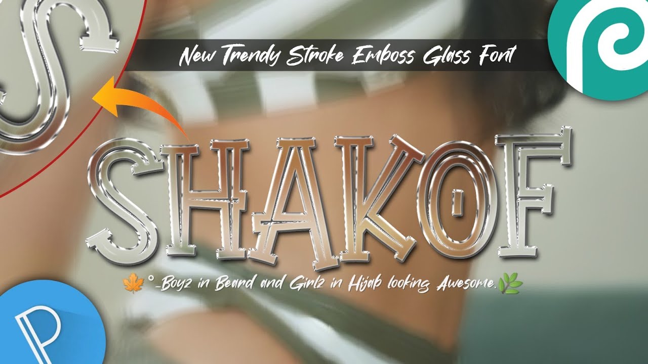 New Trendy stroke Emboss Gradient Glass font on Android  using Photopea.