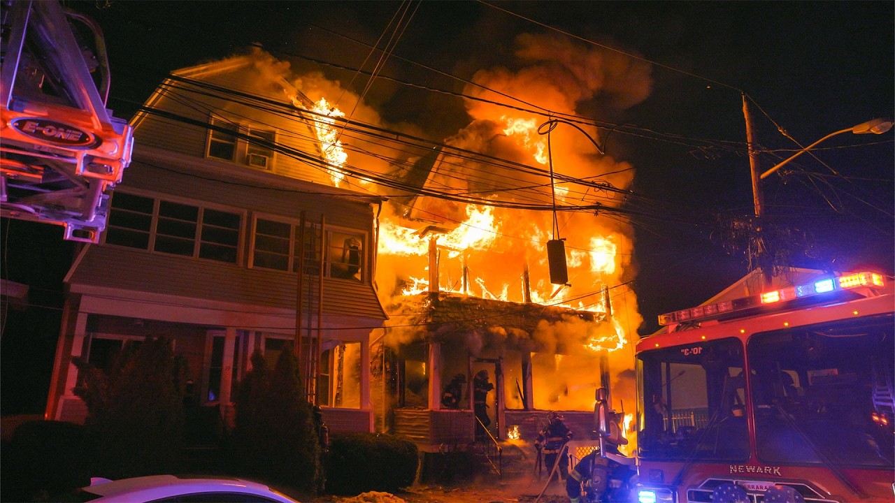 Fully Involved 2nd Alarm House Fire – Two Homes Burning Newark New Jersey 3/7/26